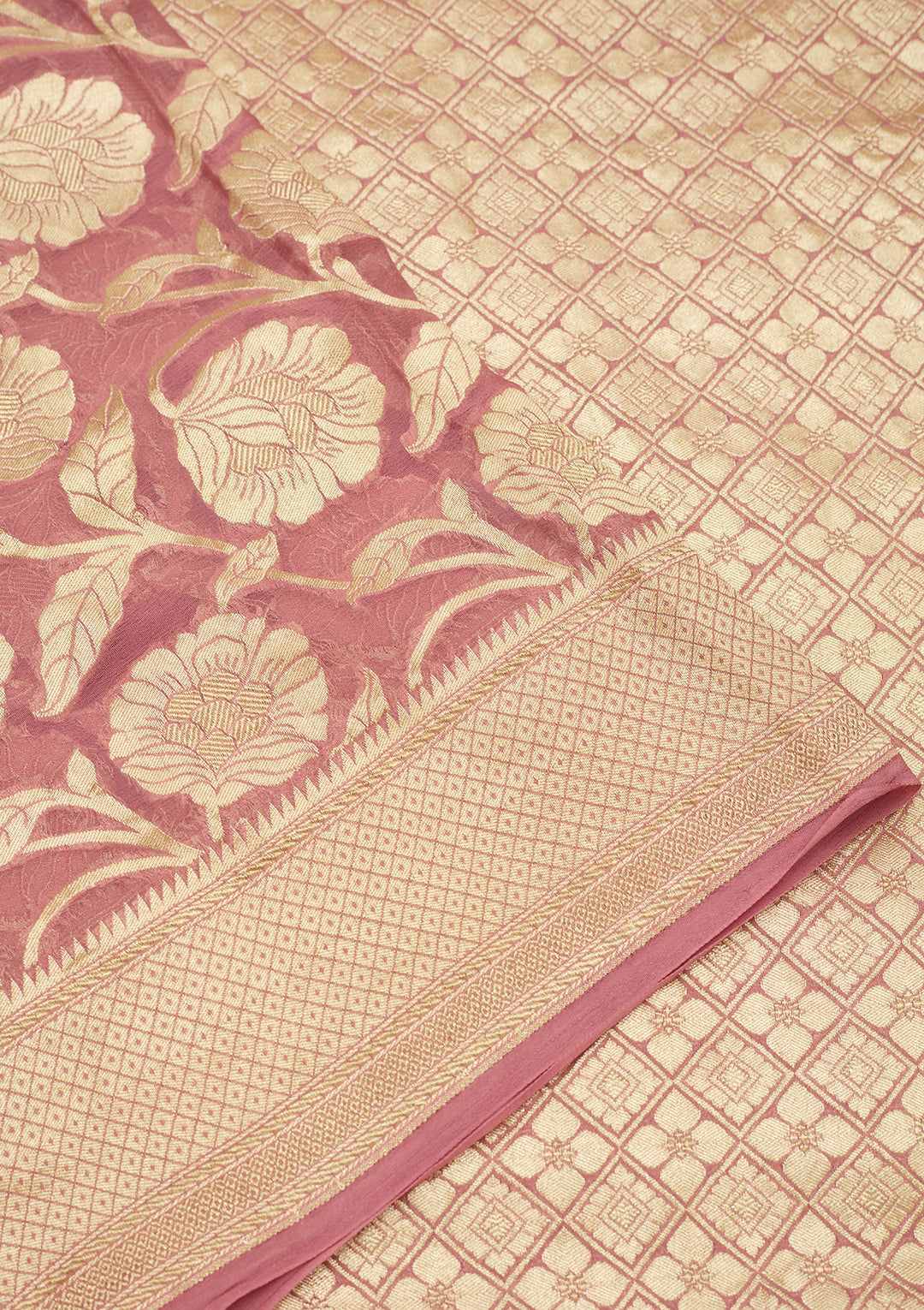 Baby Pink Zariwork (Gold) Pure Silk Silk Saree