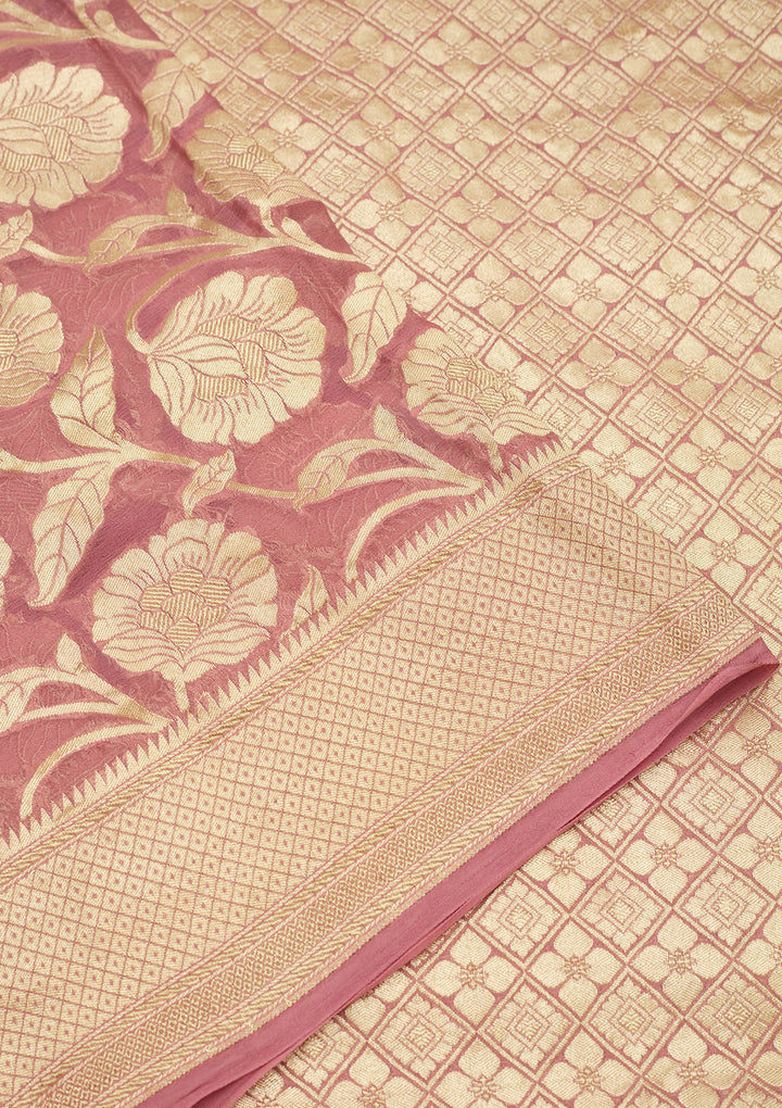 Baby Pink Zariwork (Gold) Pure Silk Silk Saree