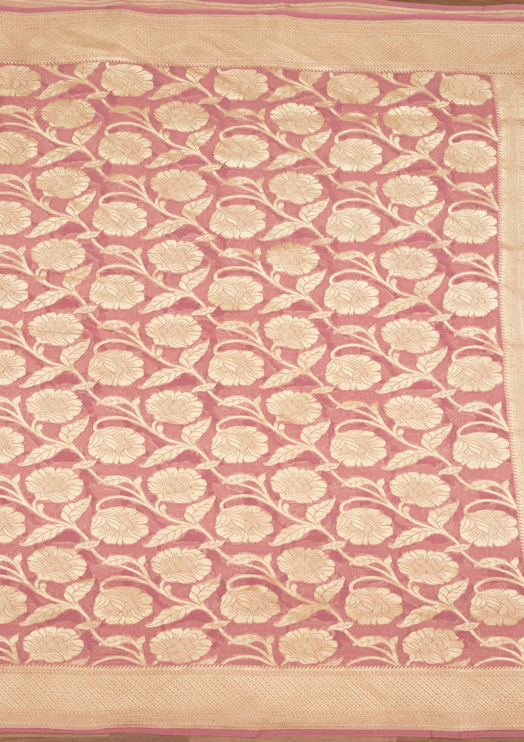 Baby Pink Zariwork (Gold) Pure Silk Silk Saree