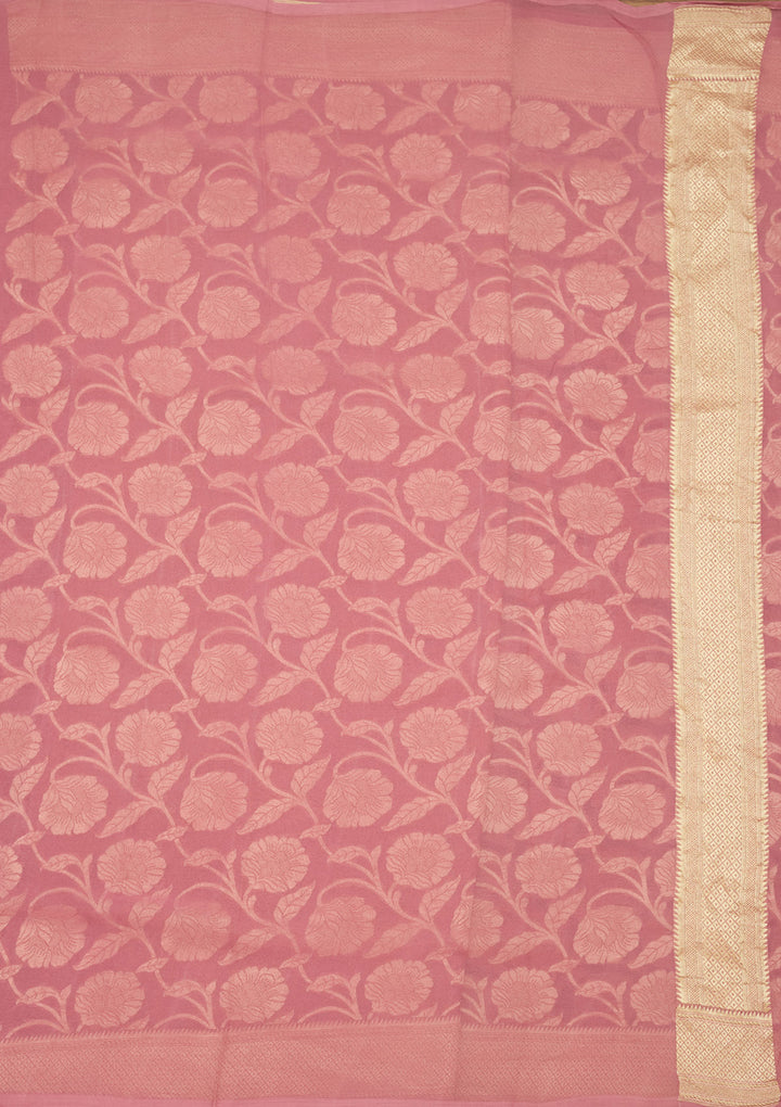 Baby Pink Zariwork (Gold) Pure Silk Silk Saree