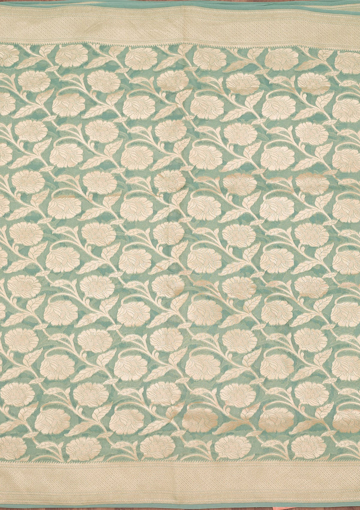 Sky Blue Zariwork (Gold) Pure Silk Silk_Saree