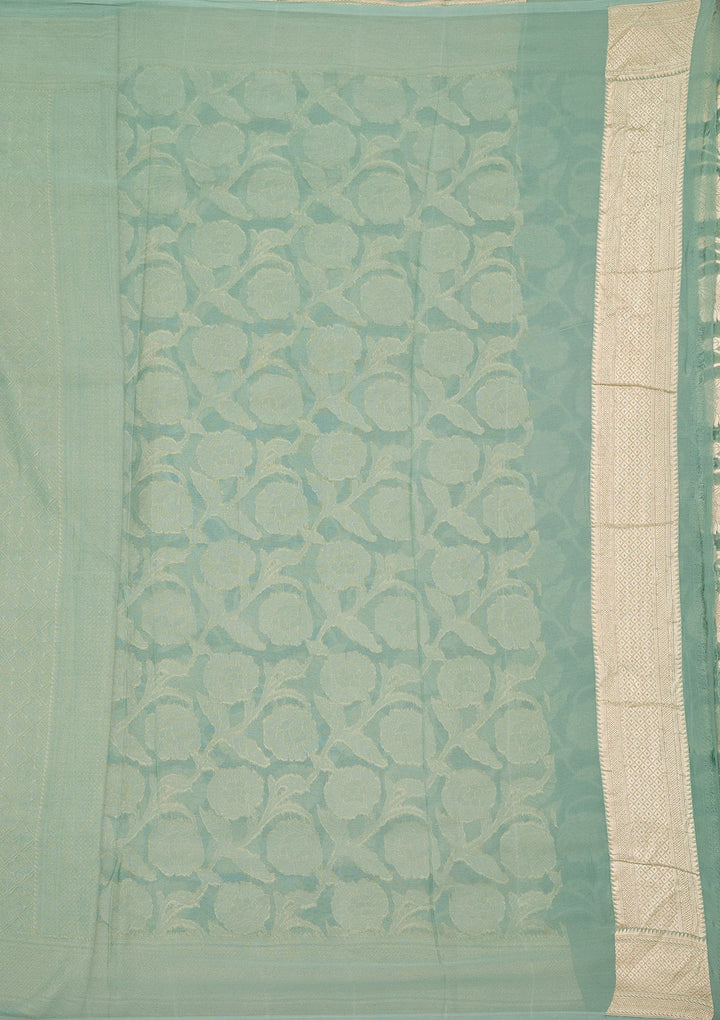 Sky Blue Zariwork (Gold) Pure Silk Silk_Saree