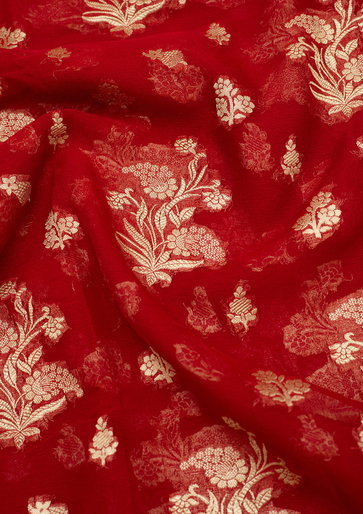 Red Zariwork Georgette Silk Saree