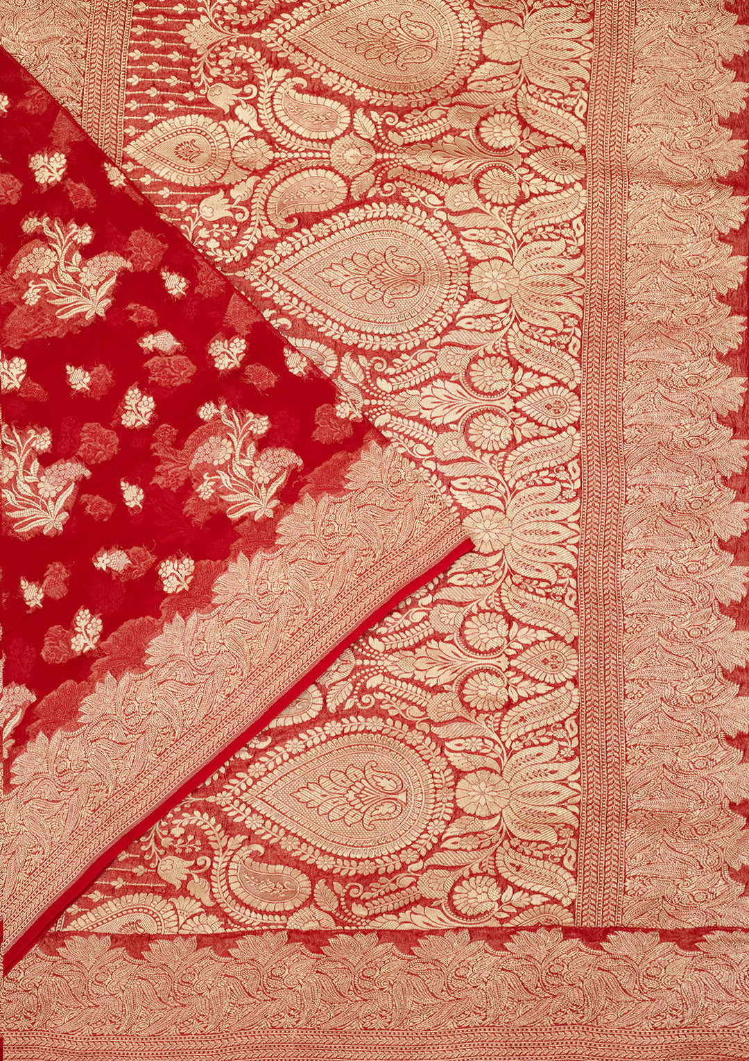 Red Zariwork Georgette Silk Saree