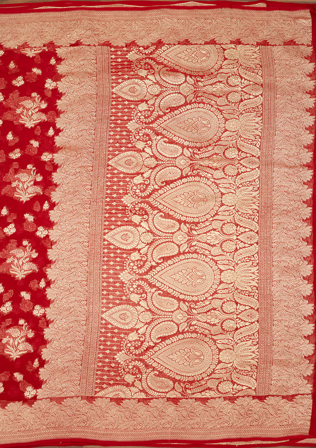 Red Zariwork Georgette Silk Saree