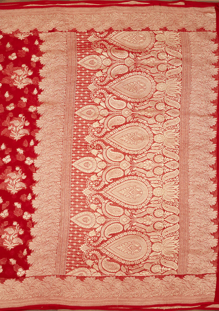 Red Zariwork Georgette Silk Saree