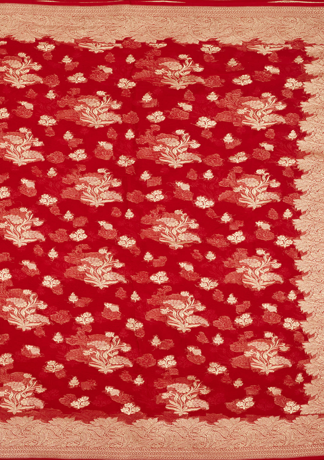 Red Zariwork Georgette Silk Saree