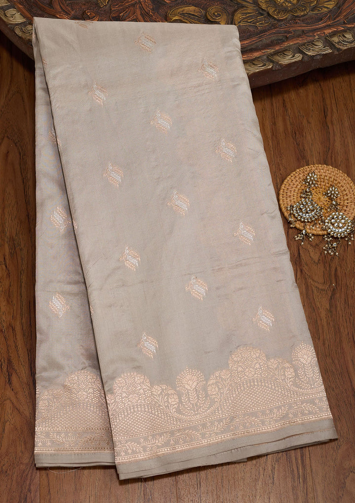 Grey Zariwork Pure Silk Saree-koskii