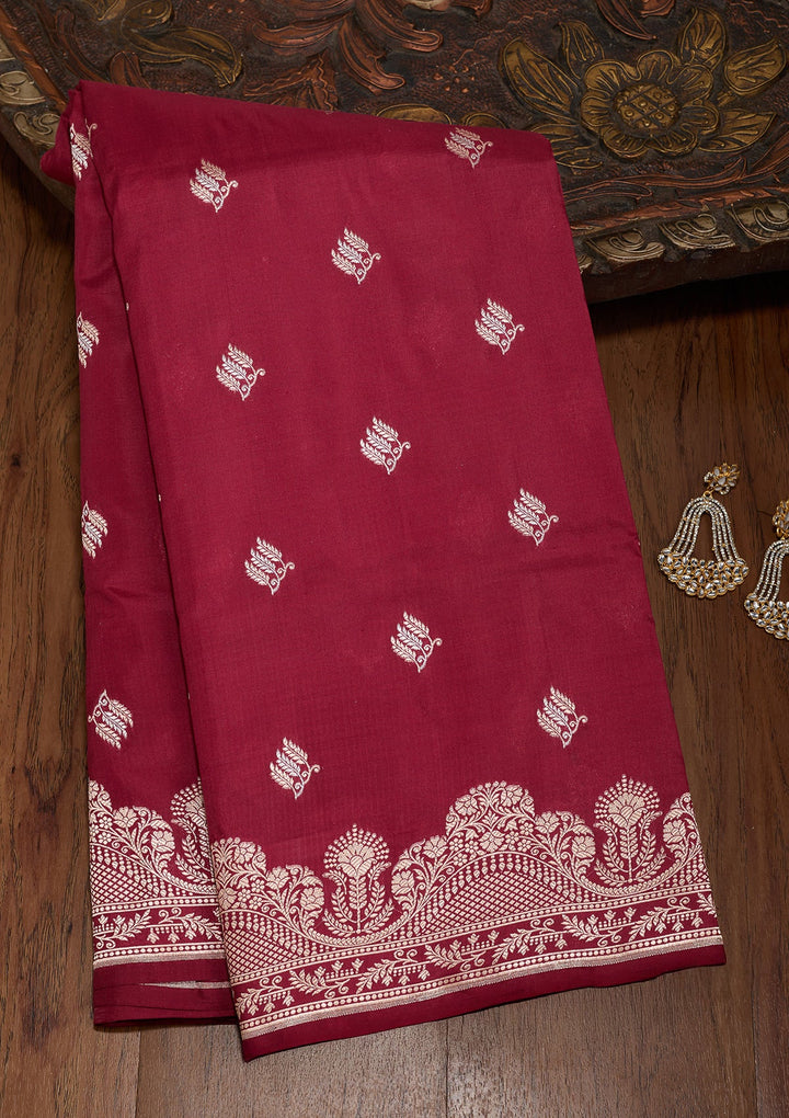 Wine Zariwork (Gold) Silk Silk_Saree