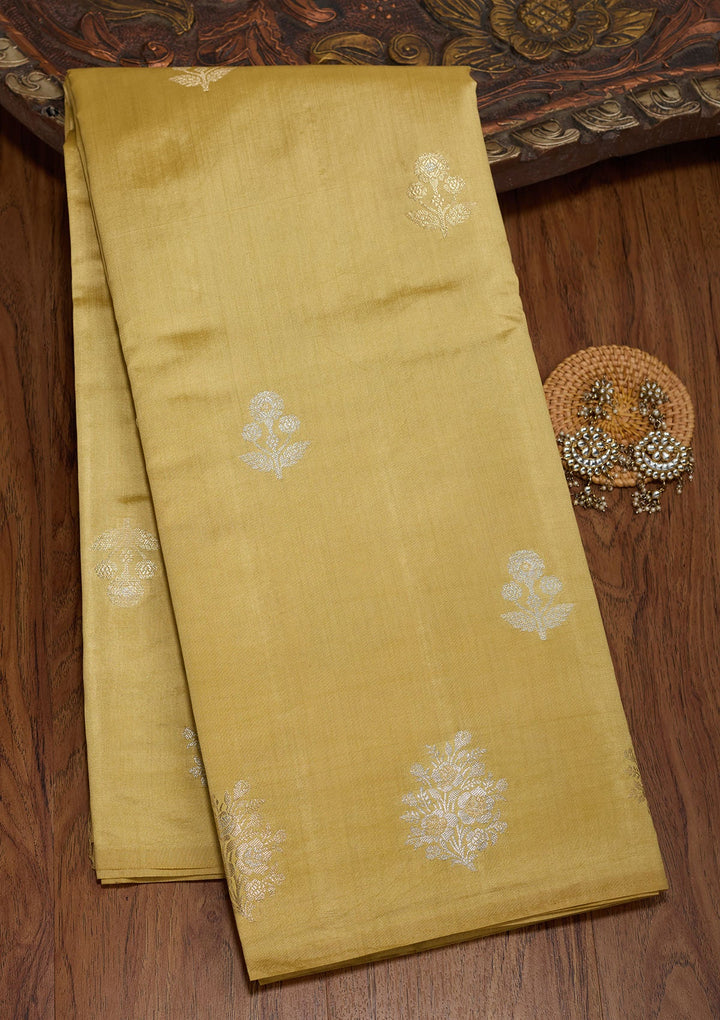 Cream Zariwork Pure Silk Saree-koskii