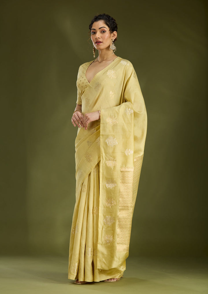 Gold Zariwork (Silver) Pure Silk Saree