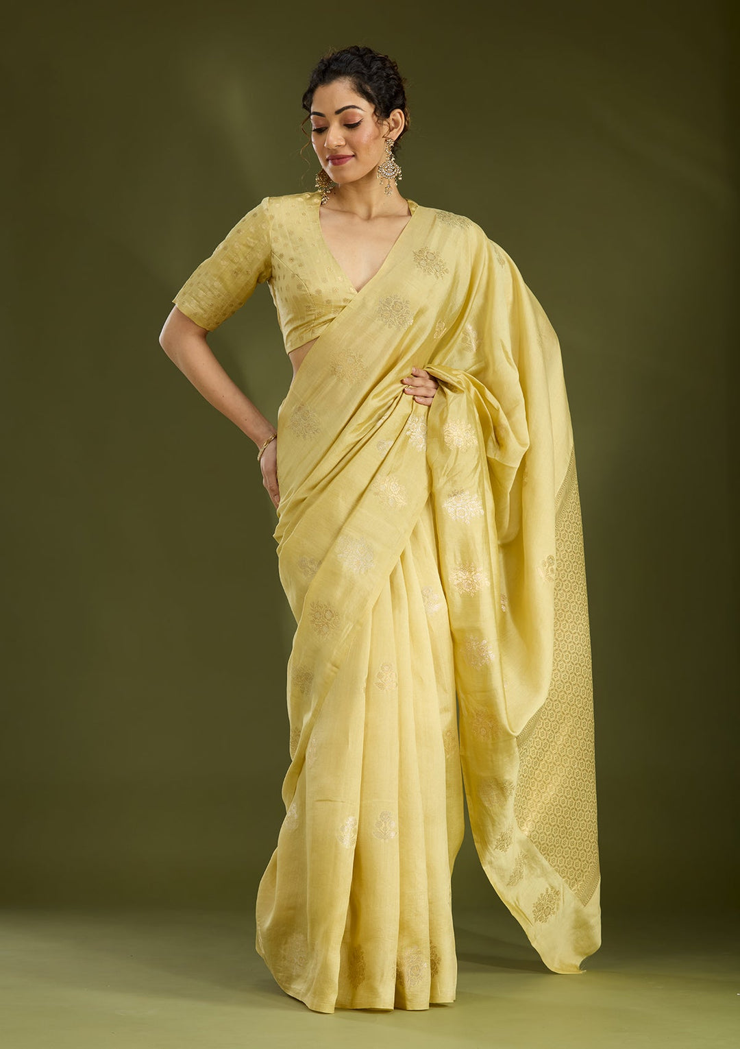Gold Zariwork (Silver) Pure Silk Saree