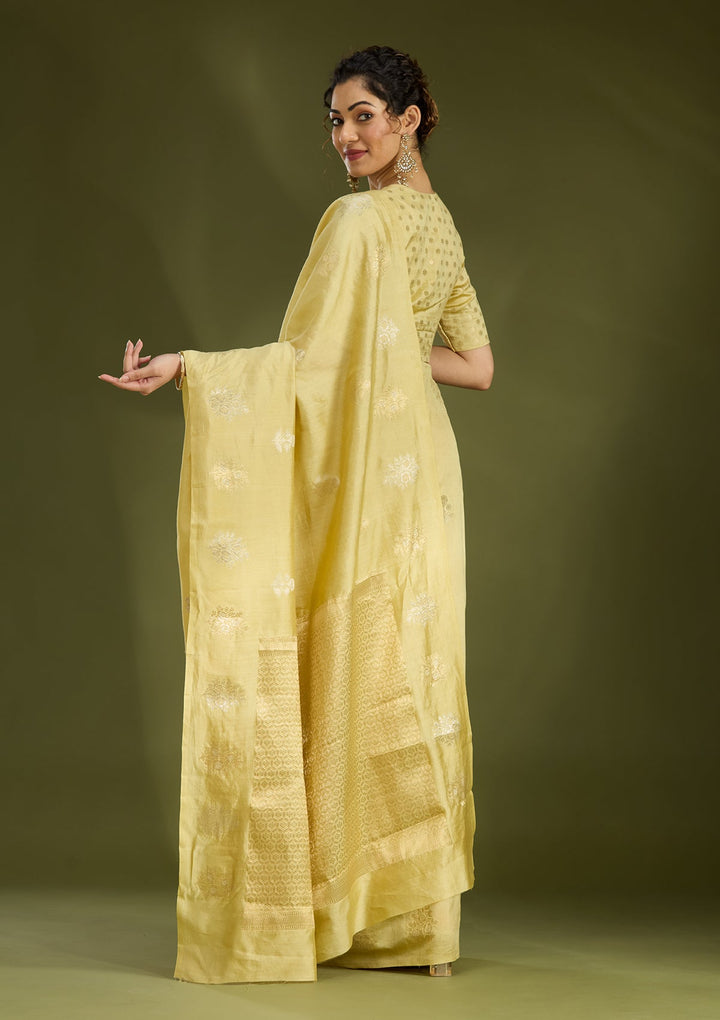 Gold Zariwork (Silver) Pure Silk Saree