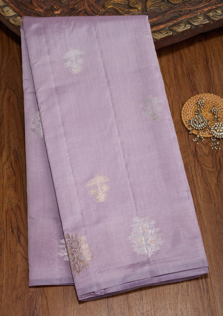 Lavender Zariwork Pure Silk Saree-koskii