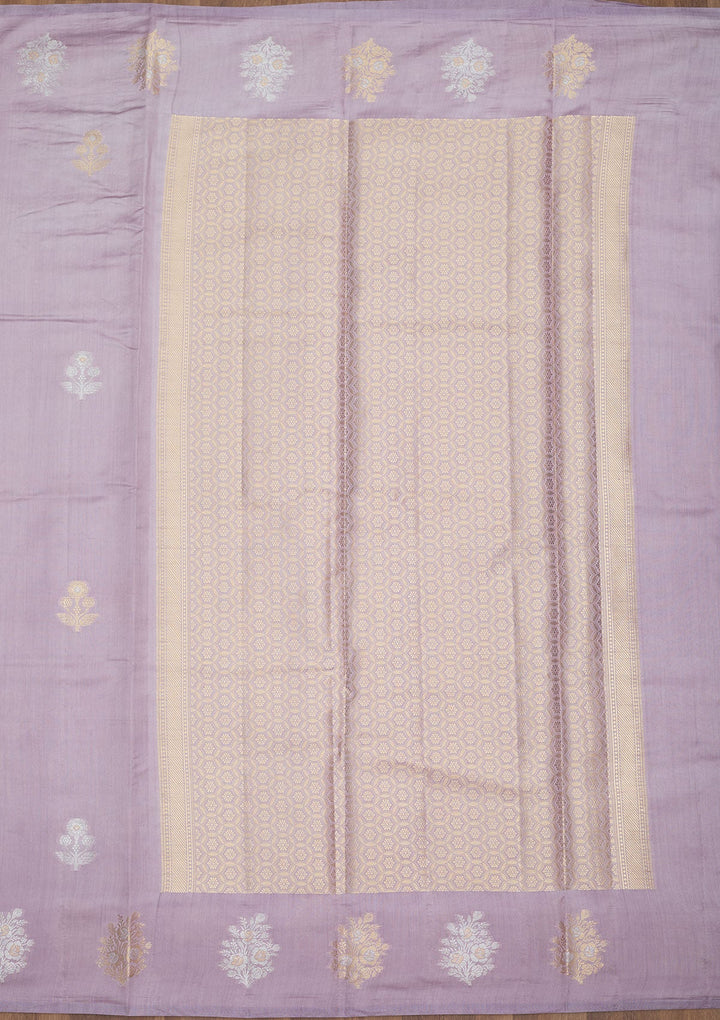 Violet Zariwork Pure Crepe Silk Saree