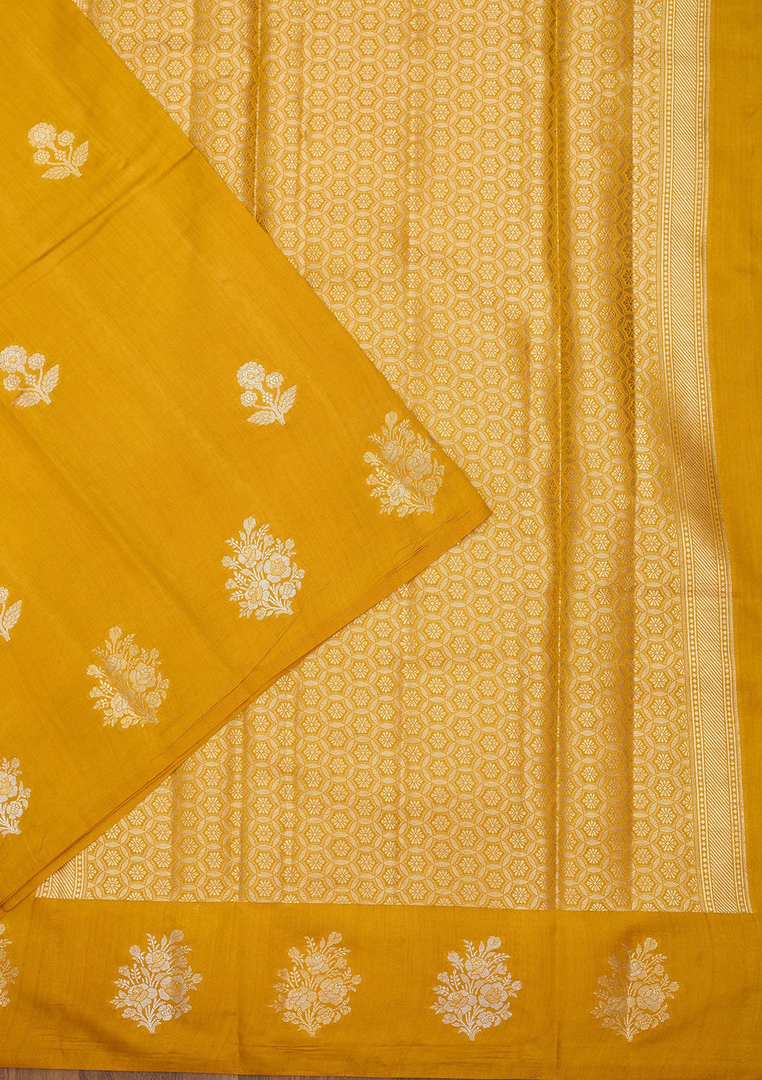 Mustard Zariwork Pure Silk Saree