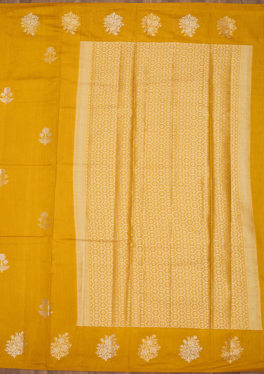 Mustard Zariwork Pure Silk Saree
