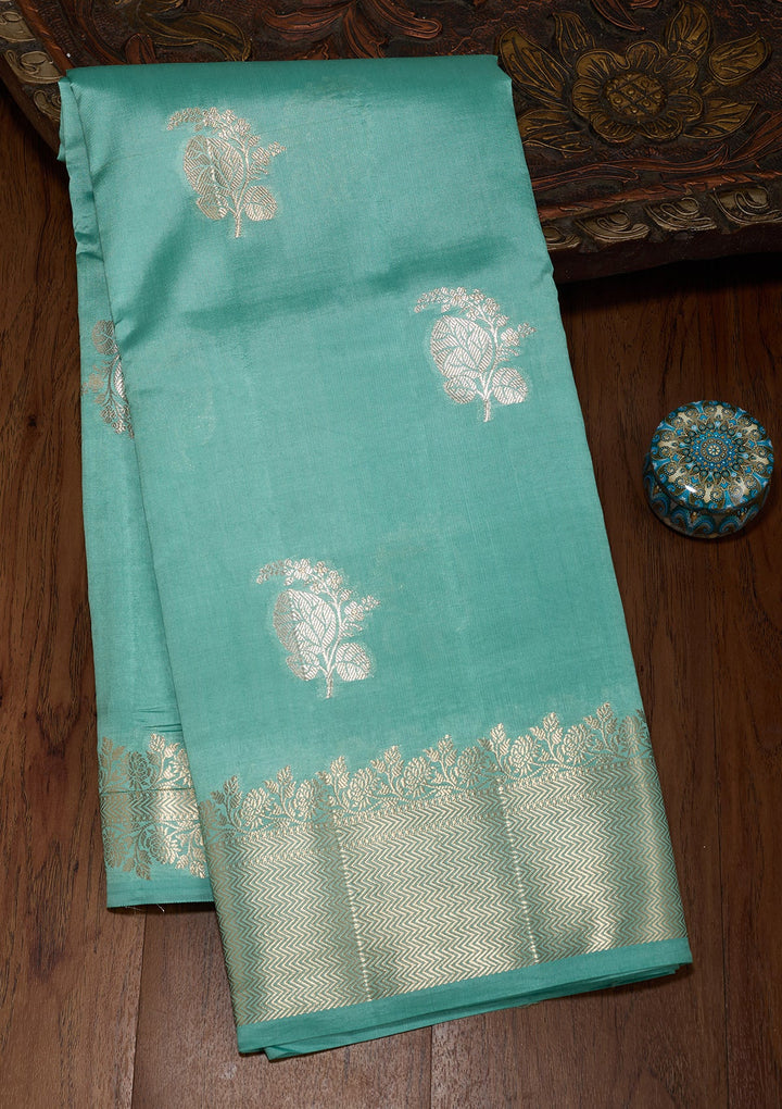 Sky Blue Zariwork (Gold) Pure Silk Silk_Saree
