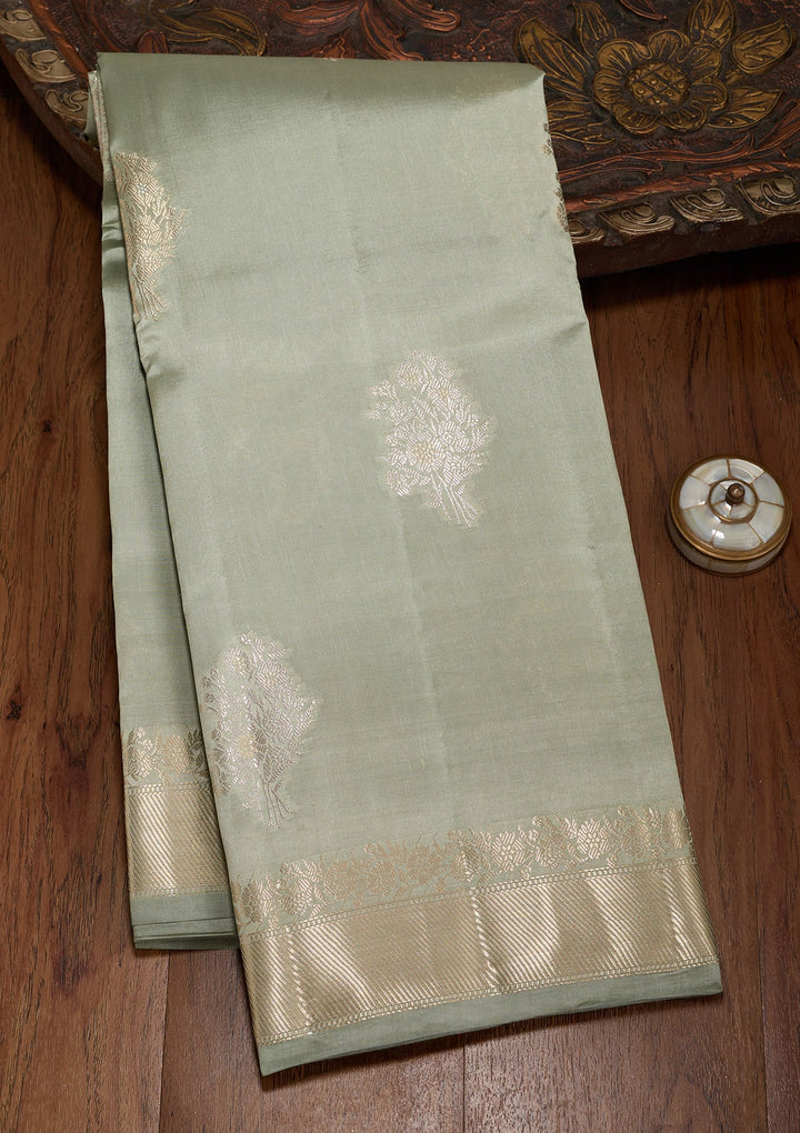 Pista Green Zariwork Silk Silk_Saree