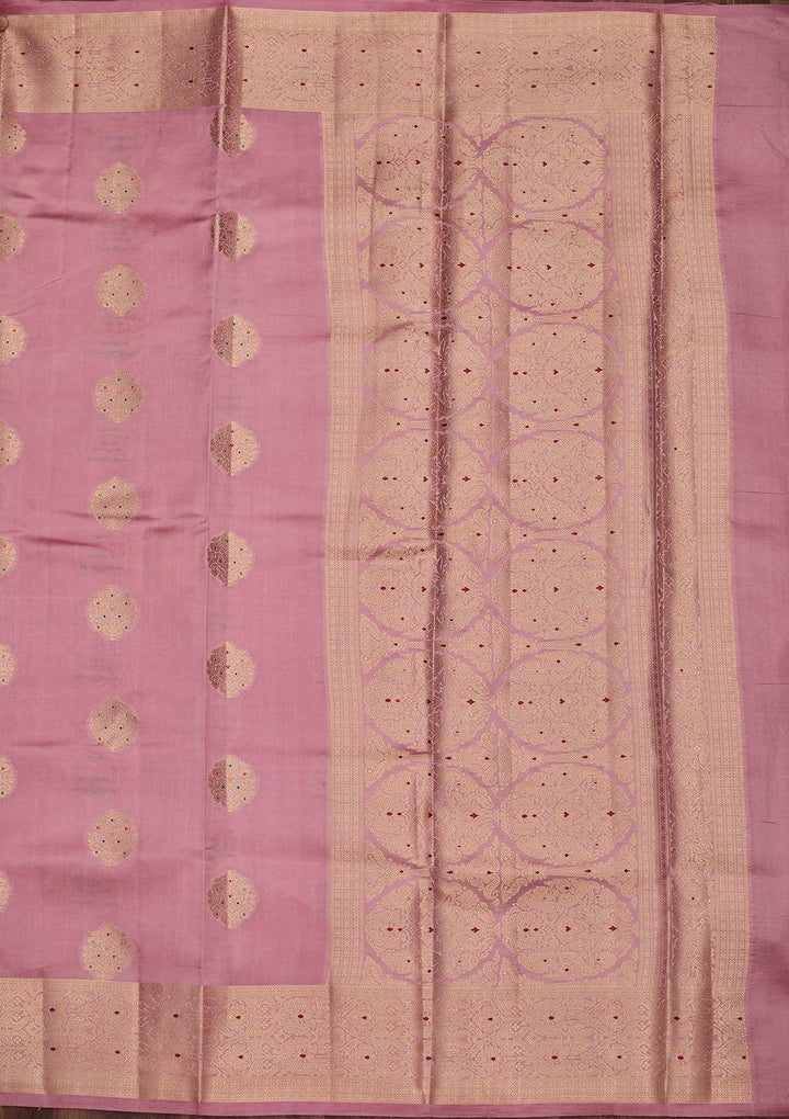 Baby Pink Zariwork Pure Silk Saree