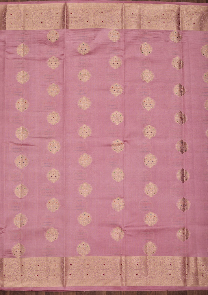 Baby Pink Zariwork Pure Silk Saree