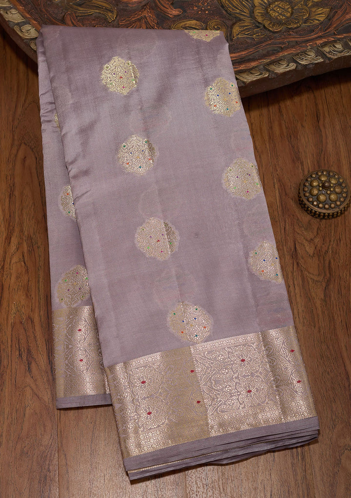 Grey Zariwork Pure Silk Saree-koskii