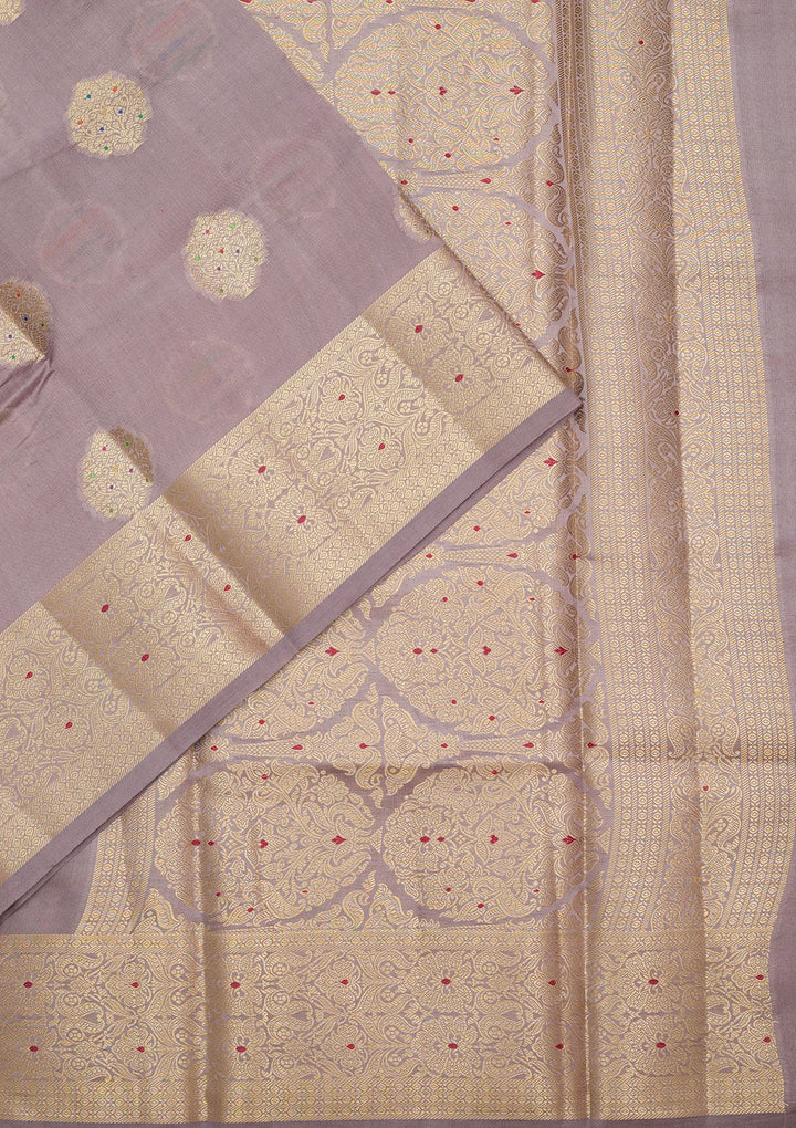 Grey Zariwork Pure Silk Saree