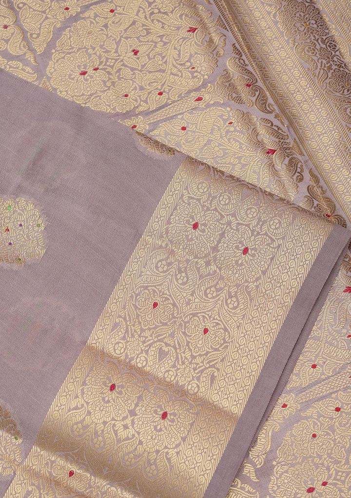 Grey Zariwork Pure Silk Saree