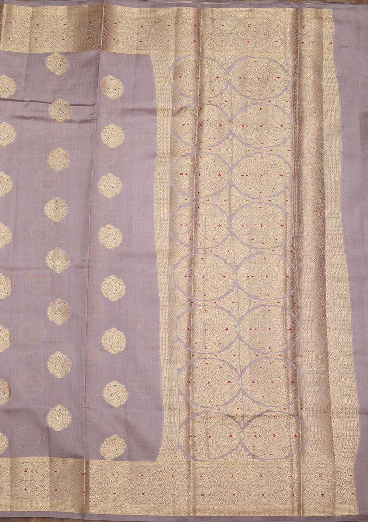Grey Zariwork Pure Silk Saree
