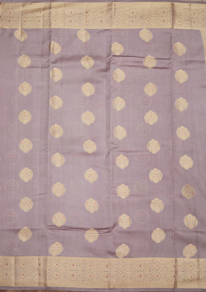 Grey Zariwork Pure Silk Saree