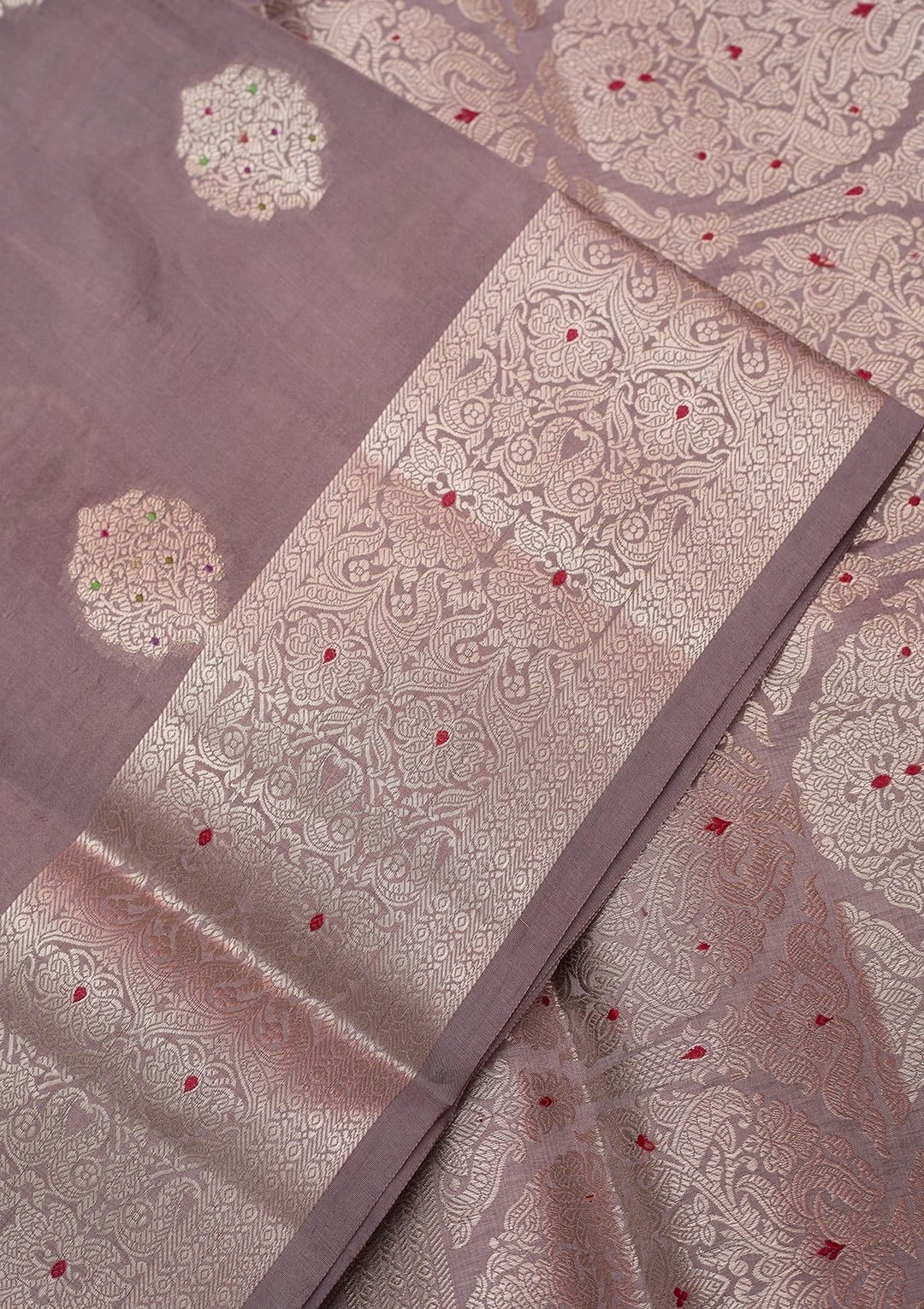 Mauve Zariwork (Gold) Pure Silk Silk_Saree