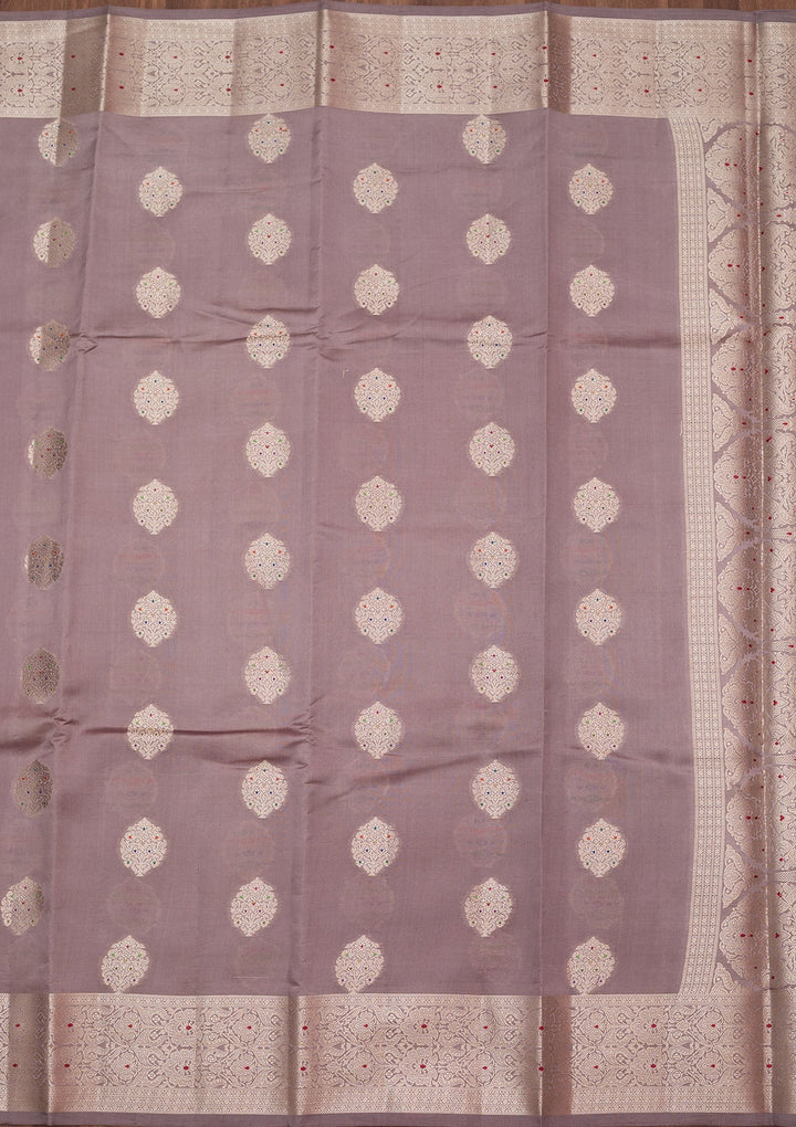 Mauve Zariwork (Gold) Pure Silk Silk_Saree