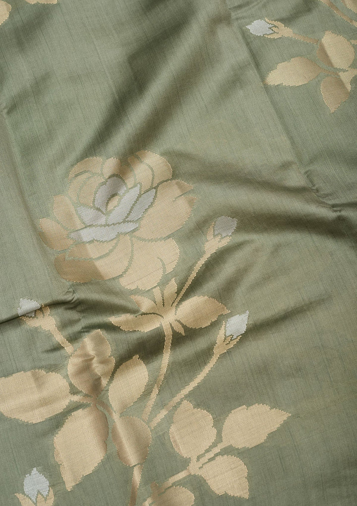 Light Grey Zariwork Pure Silk Saree