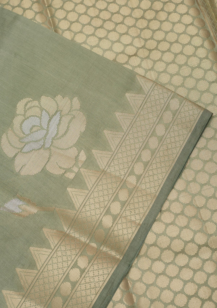 Light Grey Zariwork Pure Silk Saree