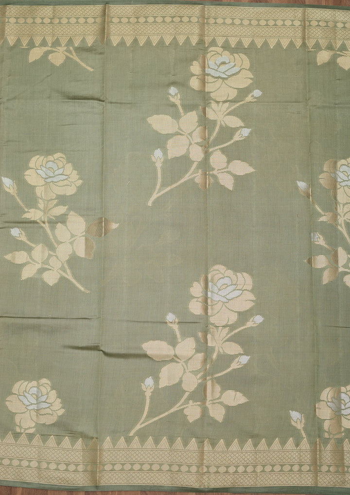 Light Grey Zariwork Pure Silk Saree