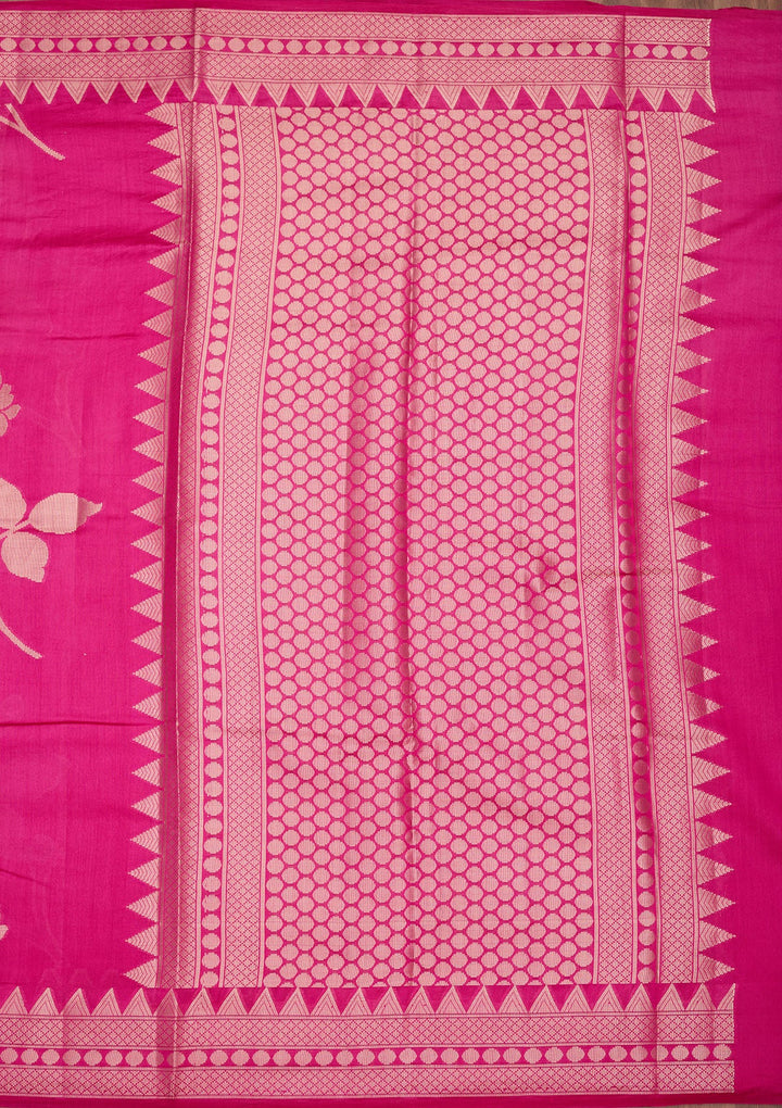 Rani Pink Zariwork Pure Silk Saree