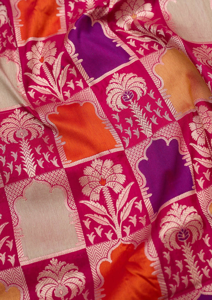Rani Pink Zariwork Silk Silk_Saree