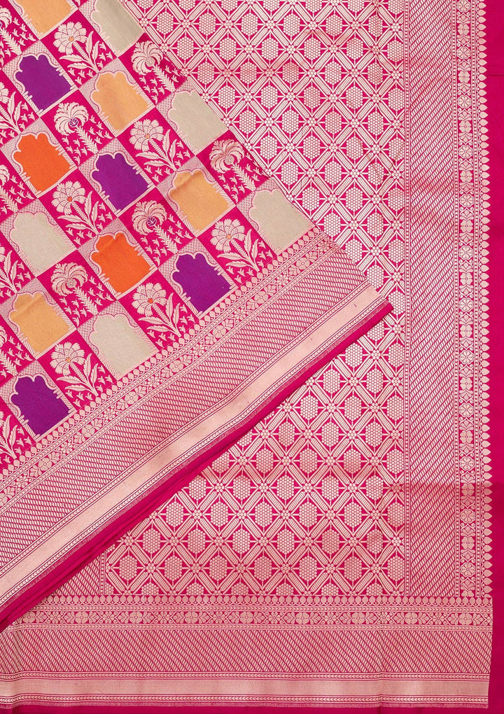 Rani Pink Zariwork Silk Silk_Saree