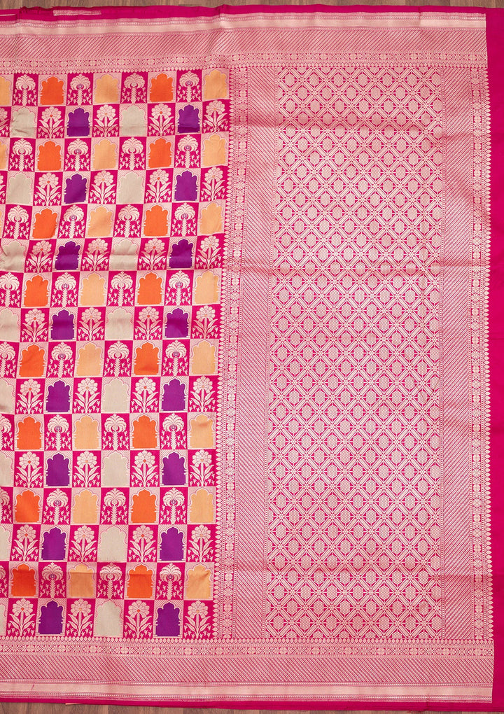 Rani Pink Zariwork Silk Silk_Saree