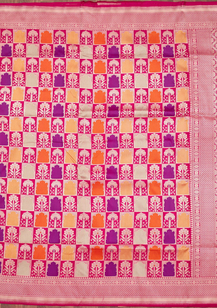 Rani Pink Zariwork Silk Silk_Saree