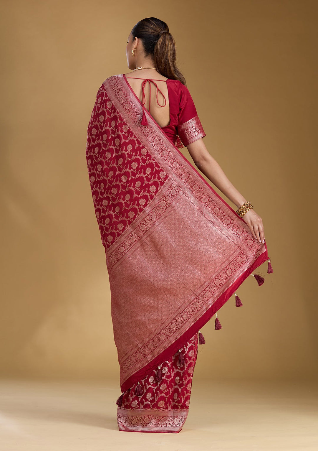Maroon Zariwork (Gold) Silk Silk_Saree