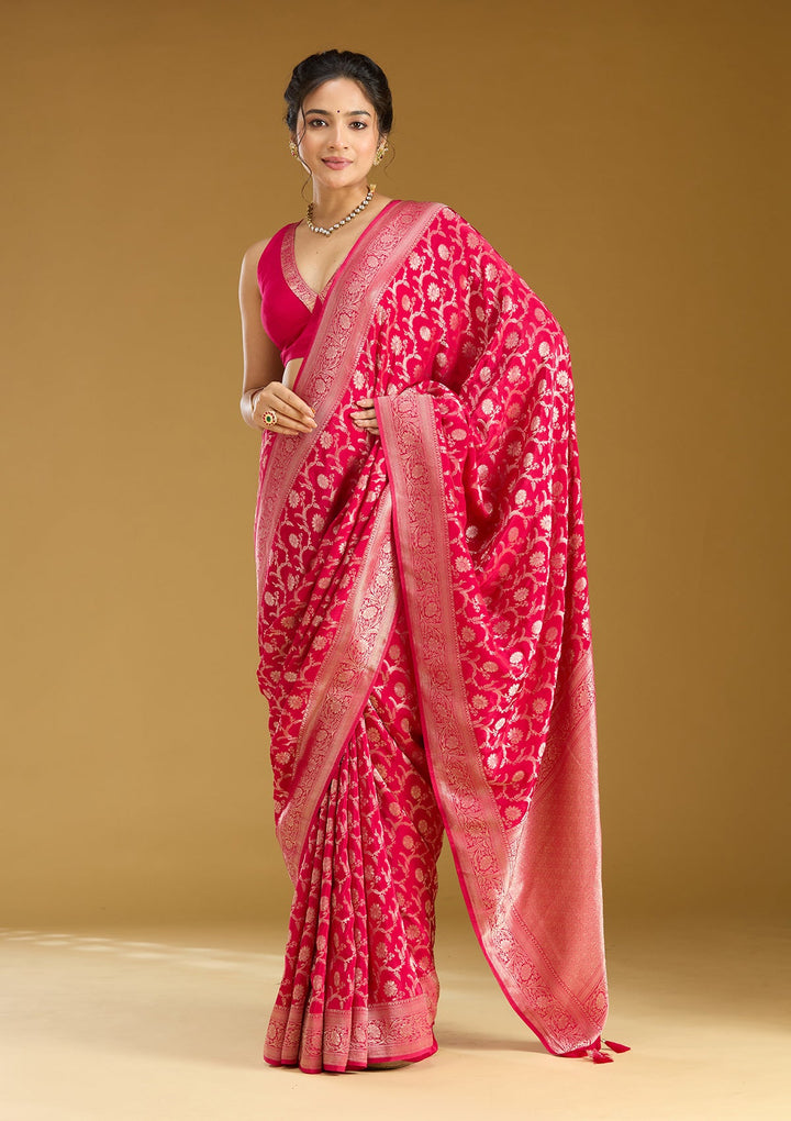 Rani Pink Zariwork (Gold) Silk Silk_Saree