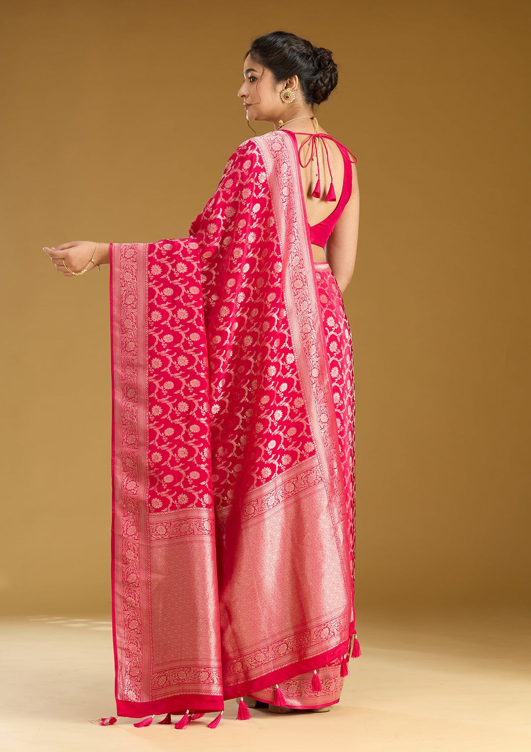 Rani Pink Zariwork (Gold) Silk Silk_Saree