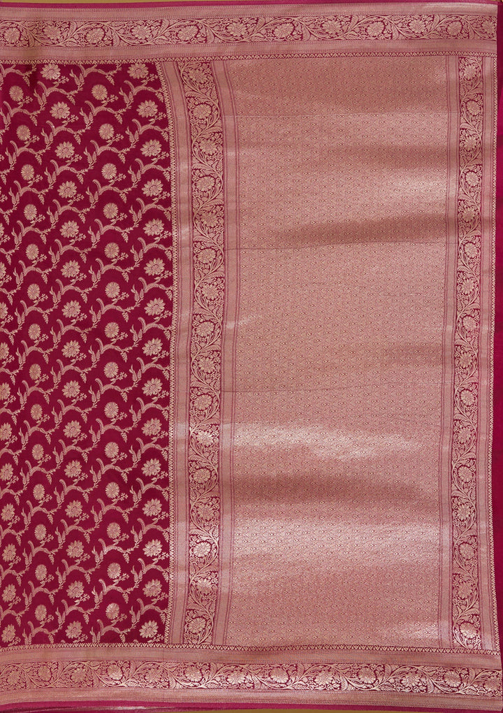 Wine Zariwork (Gold) Silk Silk_Saree
