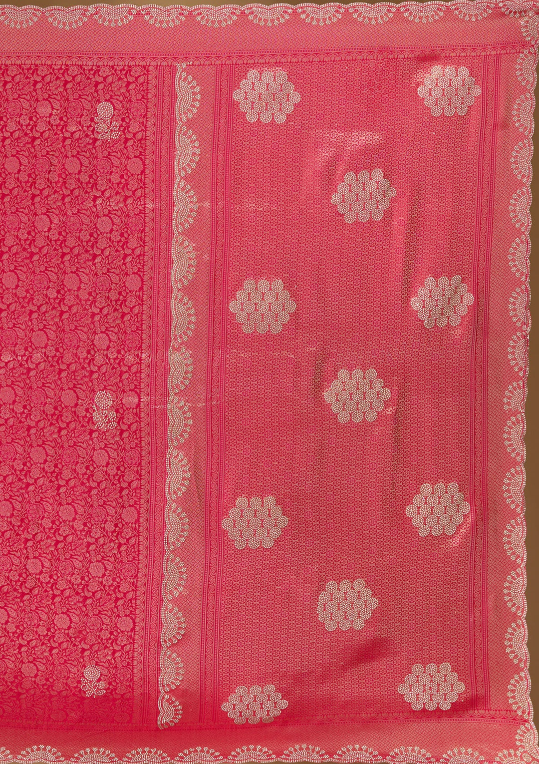 Rani Pink Stonework (Silver) Art Silk Silk_Saree