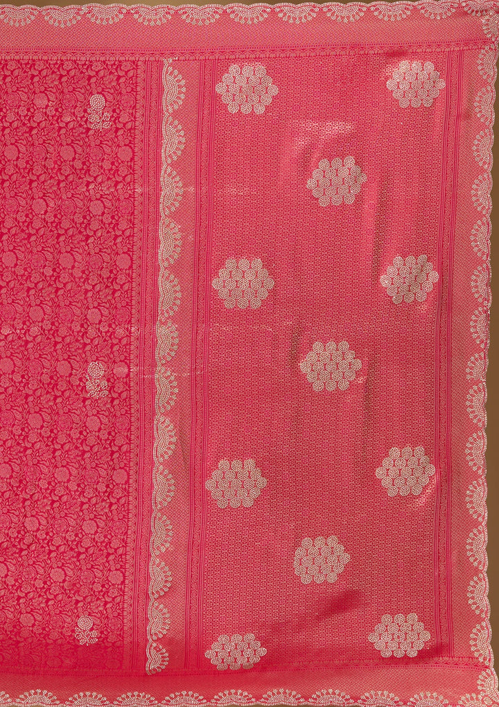 Rani Pink Stonework (Silver) Art Silk Silk_Saree