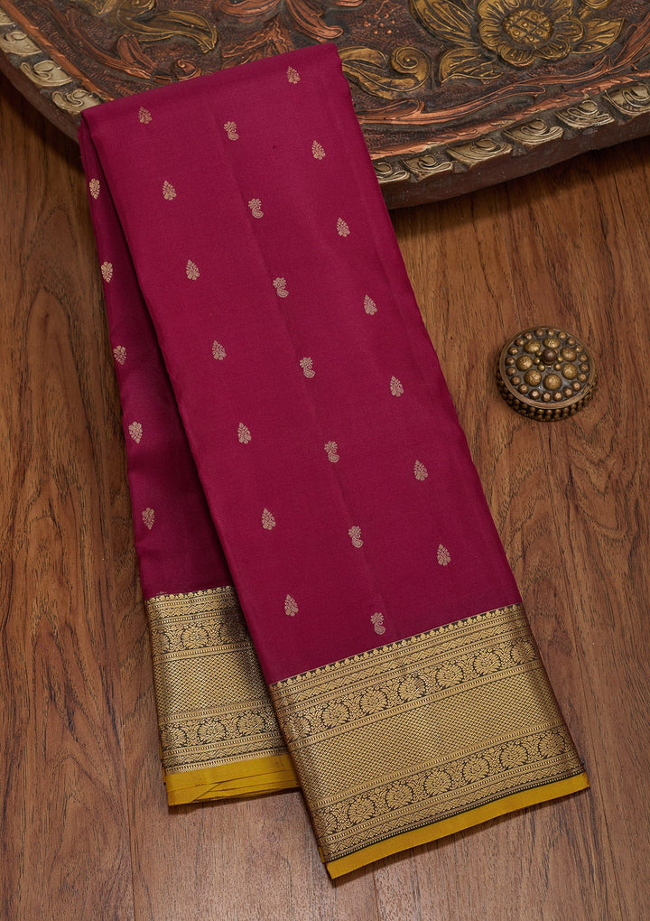 Maroon Zariwork Pure Silk Saree-koskii