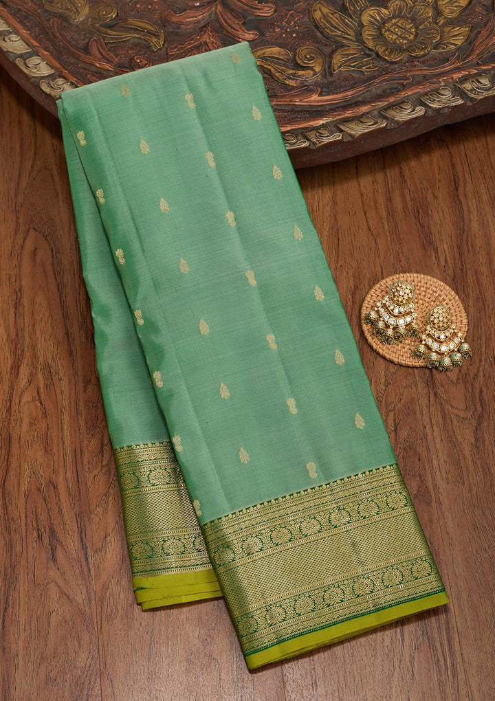 Pista Green Zariwork Pure Silk Saree-koskii