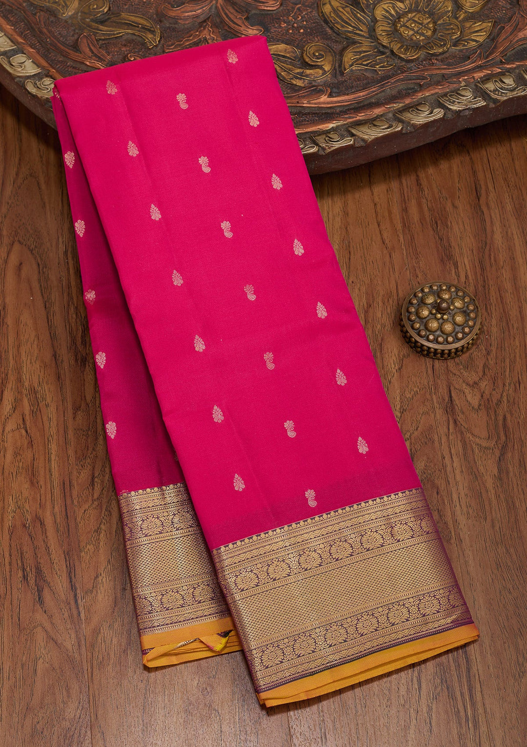 Rani Pink Zariwork Pure Silk Saree-koskii