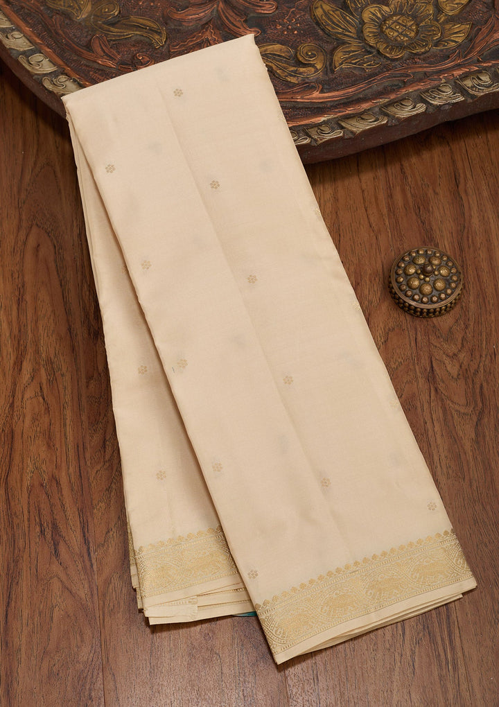 Beige Zariwork Pure Silk Saree-koskii
